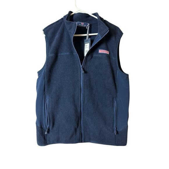 Vineyard Vines Tech Fleece  Zip Front Navy Fleece Vest Sz S NWT - Picture 1 of 6